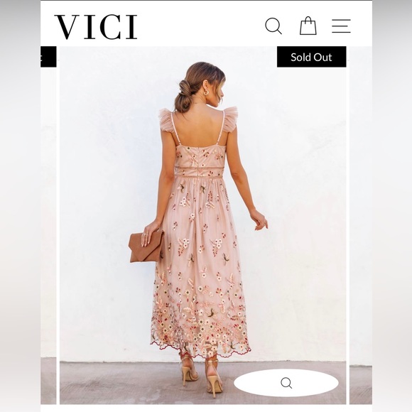 Tulle Floral Embroidered Ruffle Midi Dress - Picture 4 of 6